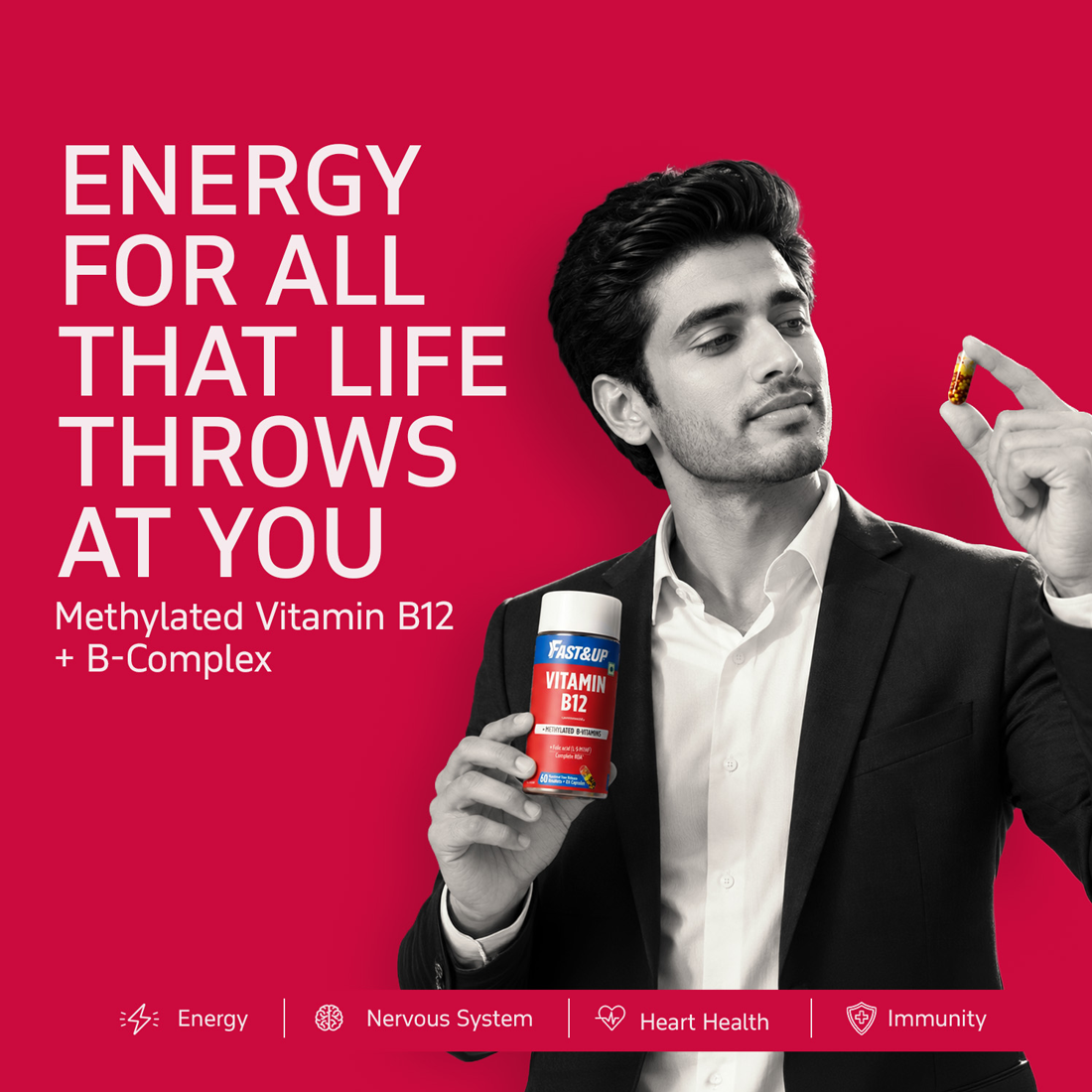 B12 + B Complex 100% RDA with Folic Acid & Vegan Omega-3