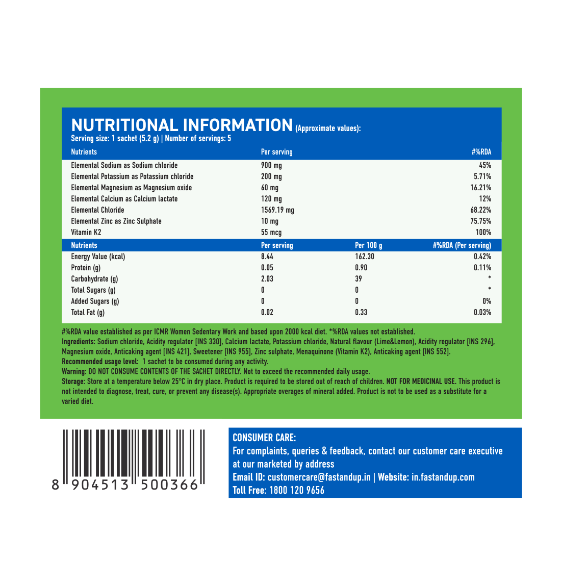 Fast&Up Reload Salts +  High Sodium Electrolyte Mix - Lemonade 5's