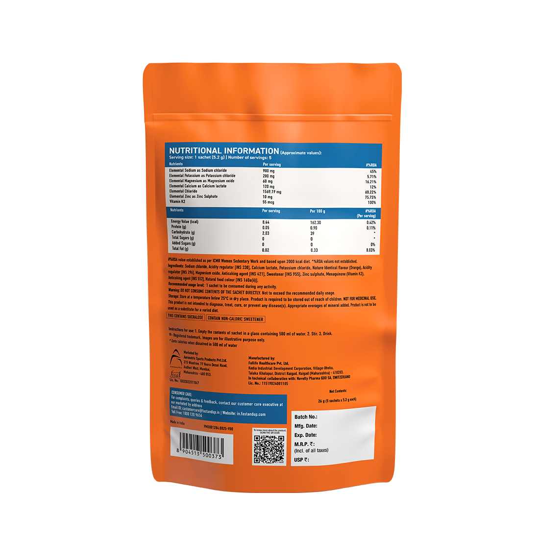 Fast&Up Reload Salts +  High Sodium Electrolyte Mix - Orange 5's
