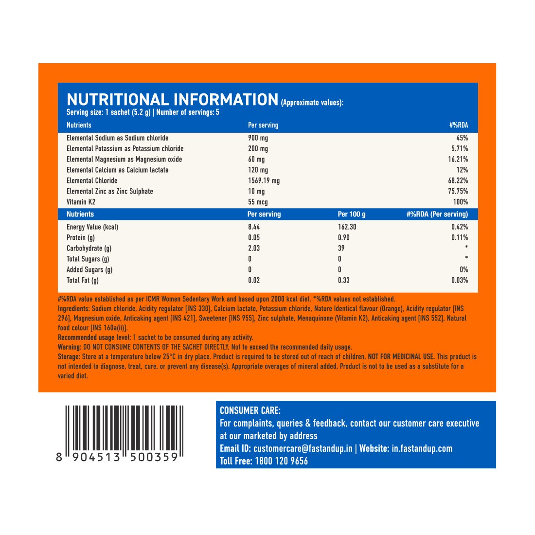 Fast&Up Reload Salts +  High Sodium Electrolyte Mix - Orange 5's