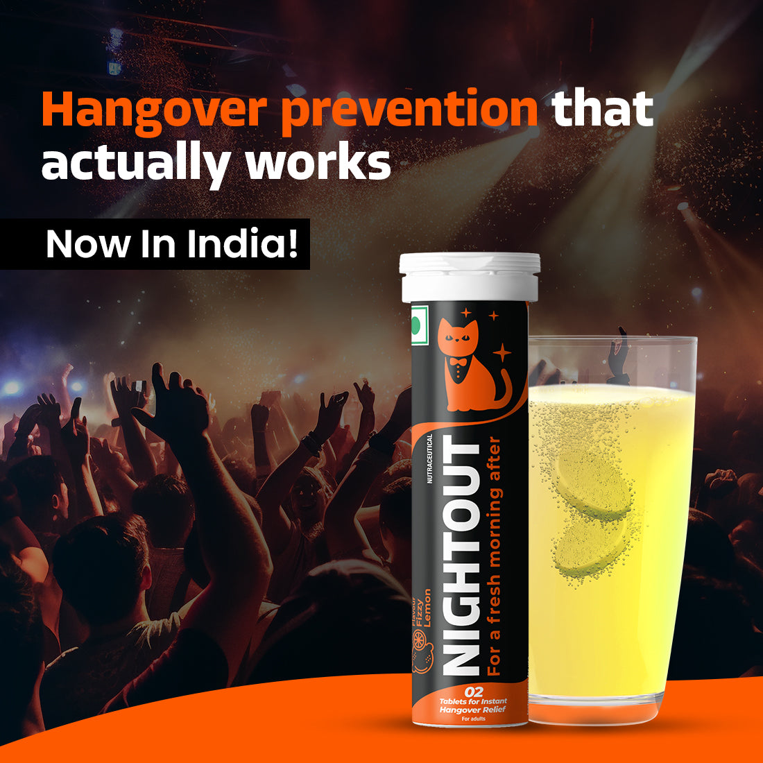 NightOut - Instant Hangover Relief Tablets - Fizzy Lemon
