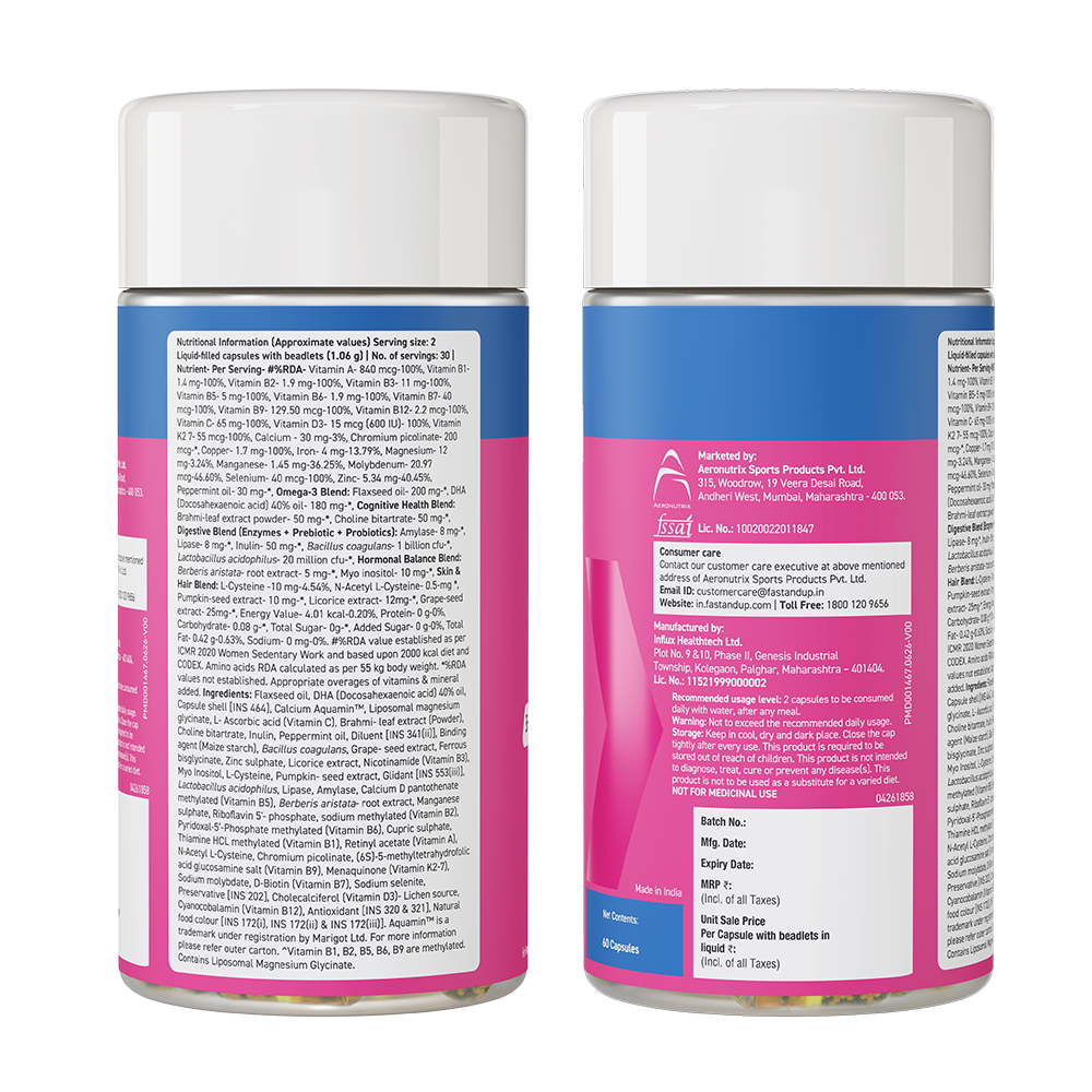 Multivitamin for Women with Probiotics, Omega-3, Iron & Beauty Blend