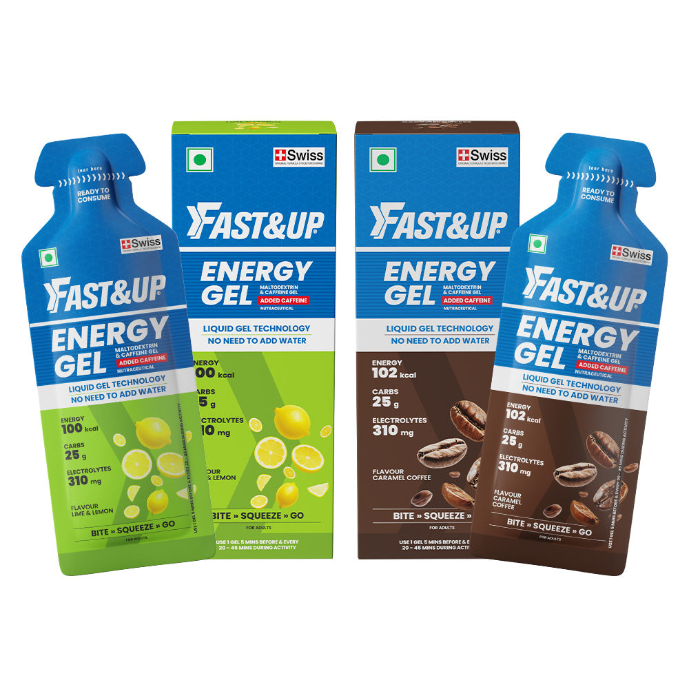 Energy Gel Lime&Lemon Caffeinated 39g Pack of 6 + Energy Gel Caramel Coffee Caffeinated 39g Pack of 6