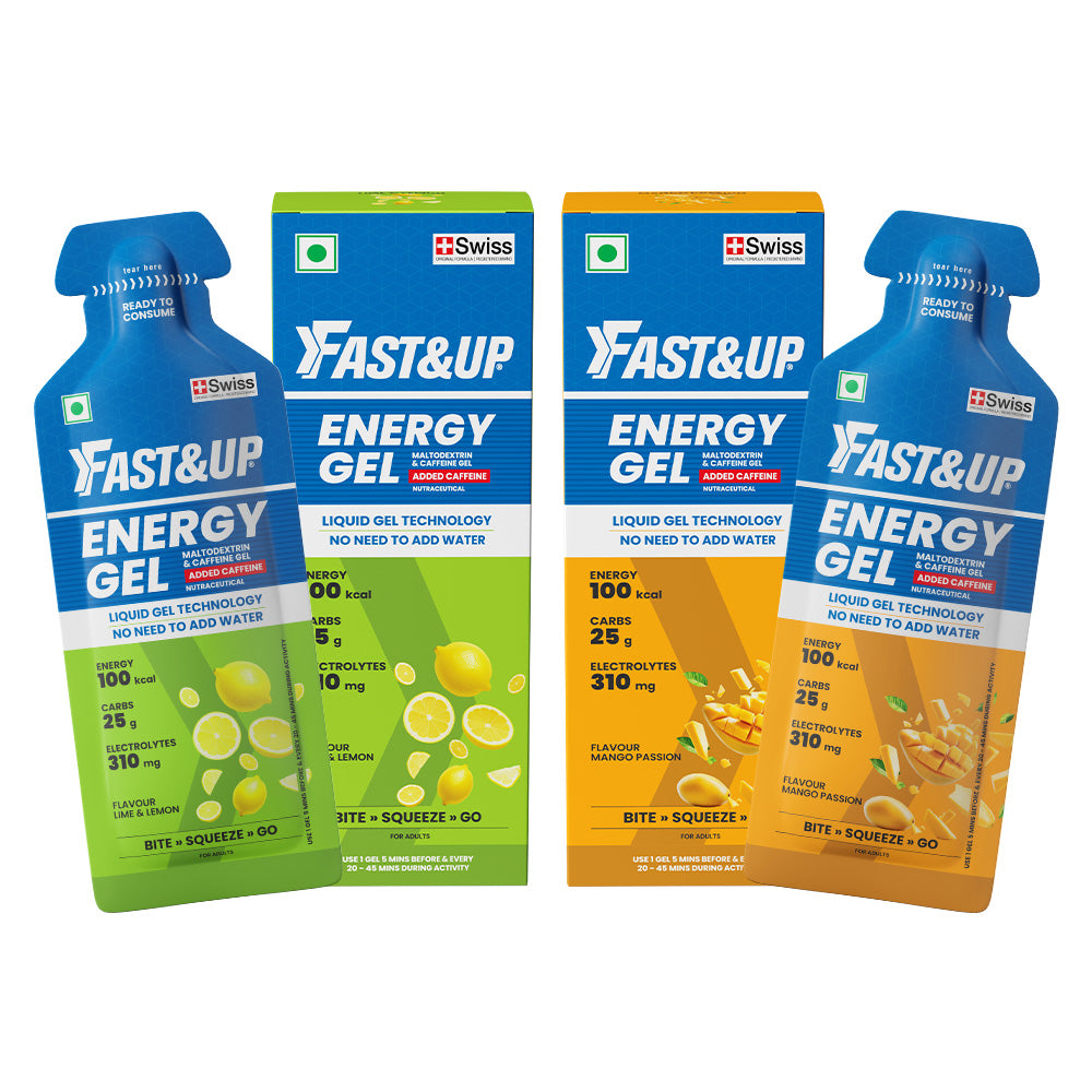 Energy Gel Lime & Lemon Caffeinated 39g Pack of 6 + Energy Gel Mango Passion Caffeinated 39g Pack of 6