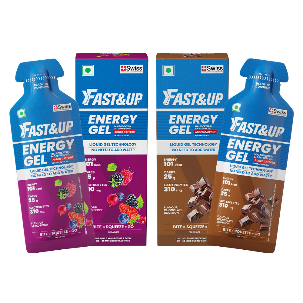 Energy Gel Mixed Berry Caffeinated 39g Pack of 6 + Energy Gel Chocolate Bourbon Caffeinated 39g Pack of 6