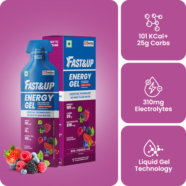Fast&Up Energy Gel Caffeinated for Instant Energy | Mixed Berry