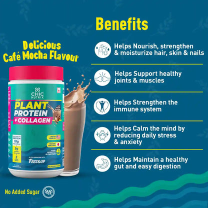 Fast&Up Plant Protein with Collagen - 10gm Plant Protein + 5gm Japanese Marine Collagen + Superherbs