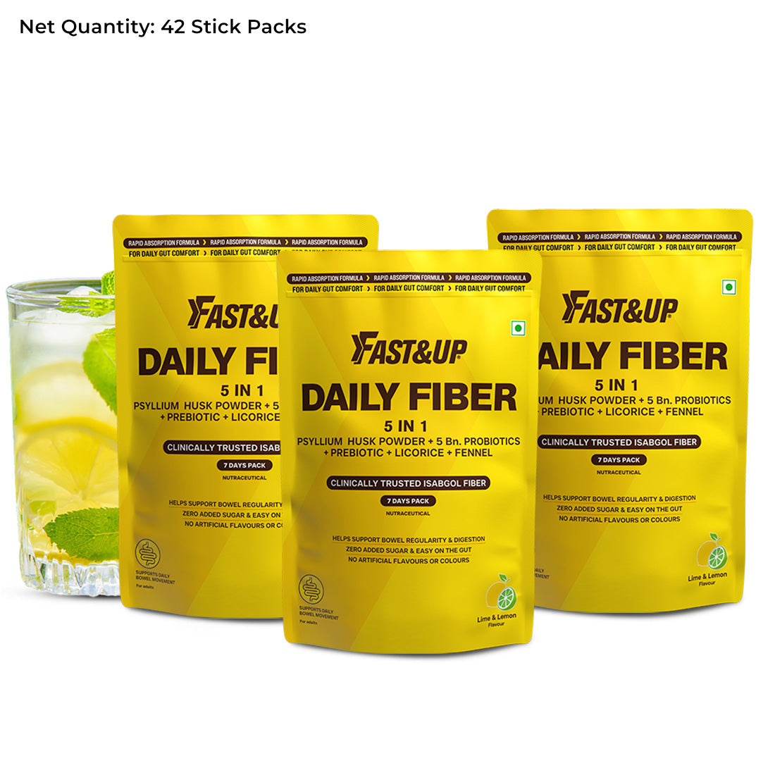 5-In-1 Fiber | Isabgol For Constipation Relief & Better Digestion - Lime & Lemon