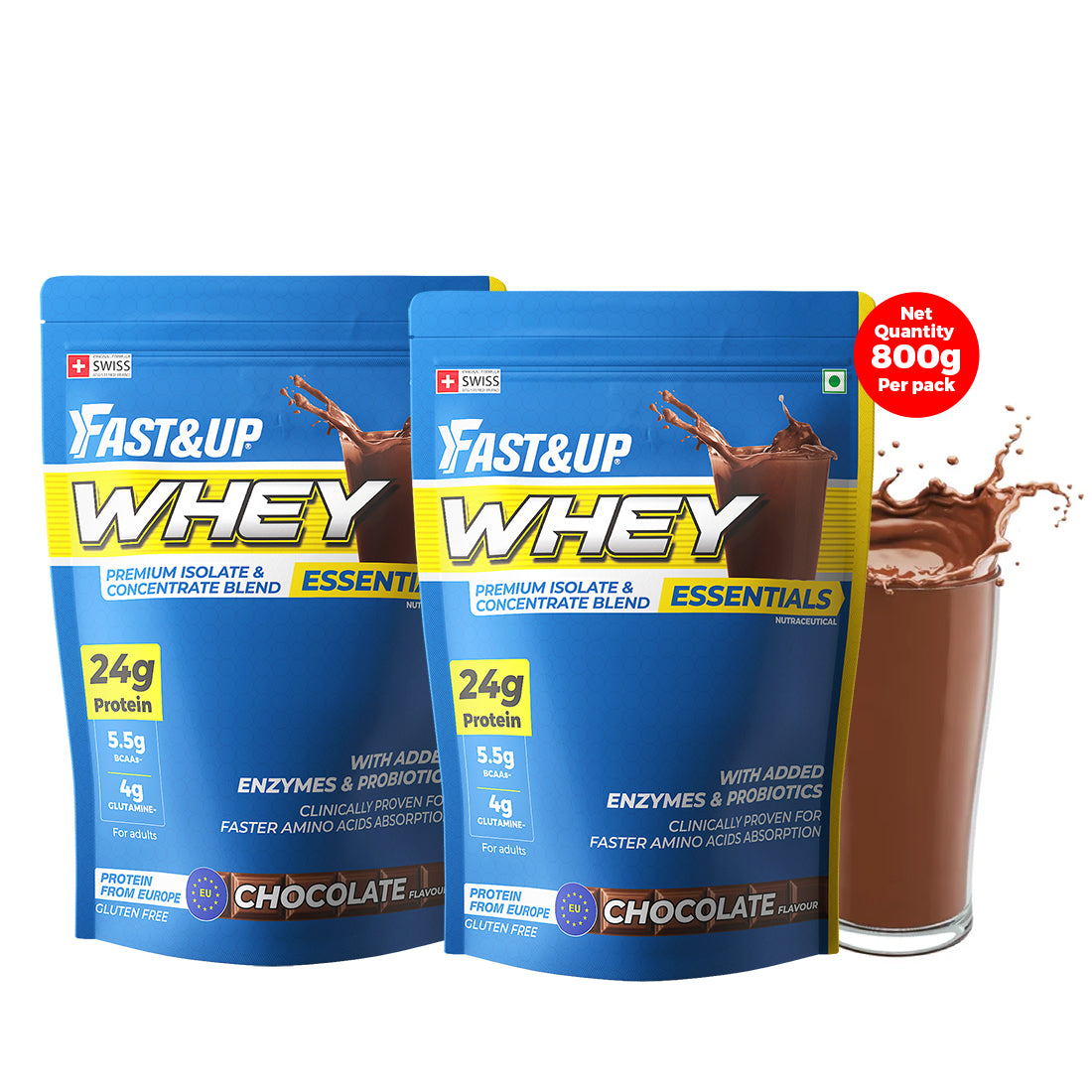 Fast&Up Whey Essentials - Premium Whey Isolate + Concentrate - Chocolate