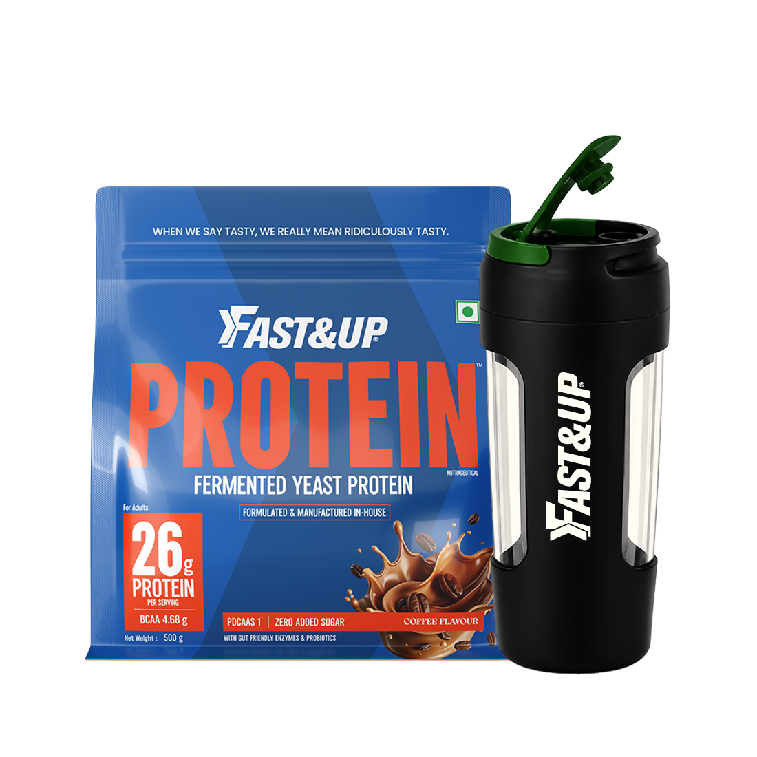 Yeast Protein Coffee 500gms Pouch + SpillProof Shaker
