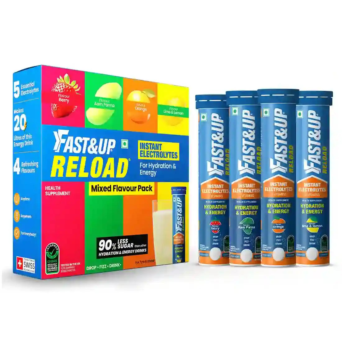 Fast&Up Reload Mixed Flavour Pack for Instant Hydration & Energy